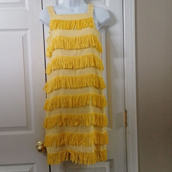 Madderson London RARE yellow fringe flapper dress Sz 6 UK Sz 2 US  NWOT - Picture 1 of 7